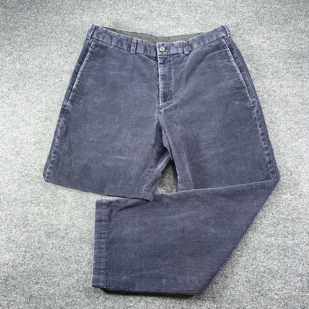 Brooks Brothers 346 Mens Blue Corduroy Flat Front Straight Pants sz. 36 x 30 EUC
